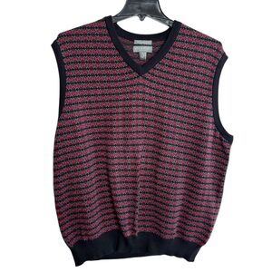 Lyle & Scott Scotland V-neck Sweater Vest Mens X-Large Geometric Gray Black Red